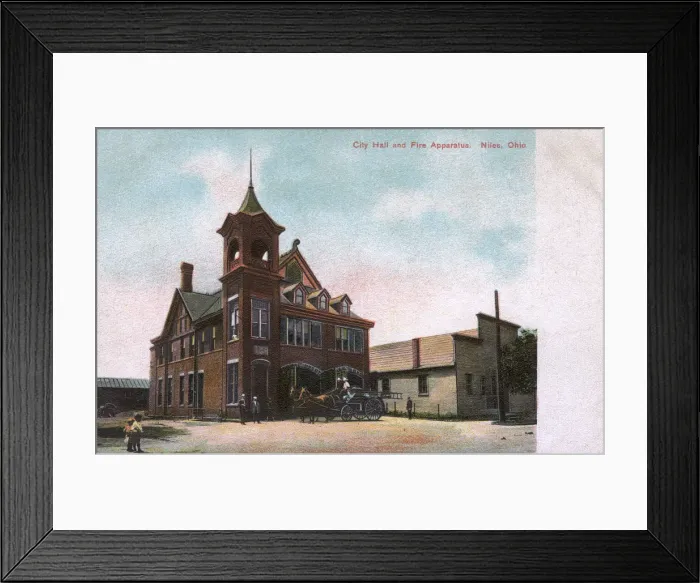 Framed Print : City Hall and fire apparatus, Niles, Ohio, USA Framed Print : City Hall and fire apparatus, Niles, Ohio, USA