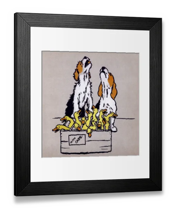 Framed Print : Illustration by Cecil Aldin, The Farmyard Puppies Framed Print : Illustration by Cecil Aldin, The Farmyard Puppies