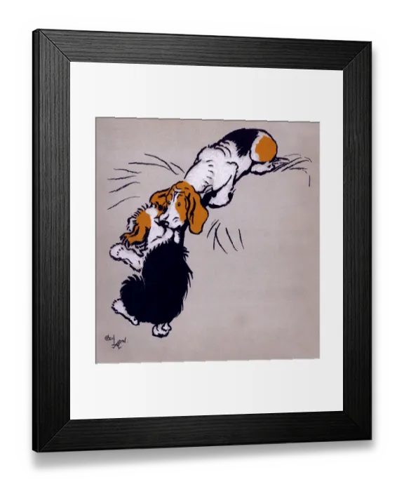 Framed Print : Illustration by Cecil Aldin, The Farmyard Puppies Framed Print : Illustration by Cecil Aldin, The Farmyard Puppies