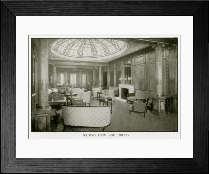 Framed Print : The Cunard Liner RMS Mauretania - Writing Room / Library Framed Print : The Cunard Liner RMS Mauretania - Writing Room / Library