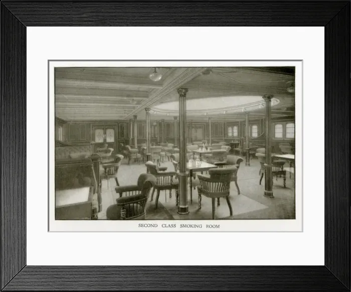 Framed Print : The Cunard Liner RMS Mauretania - Second Class Smoking Room Framed Print : The Cunard Liner RMS Mauretania - Second Class Smoking Room