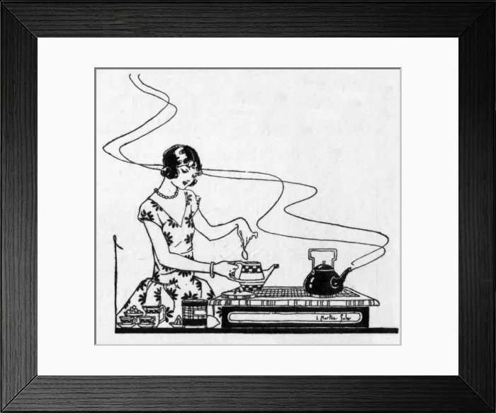 Framed Print : The Empire Cookery Book - Lady making a pot of tea Framed Print : The Empire Cookery Book - Lady making a pot of tea