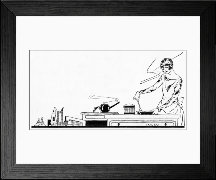 Framed Print : The Empire Cookery Book - Glamorous woman cooking Framed Print : The Empire Cookery Book - Glamorous woman cooking