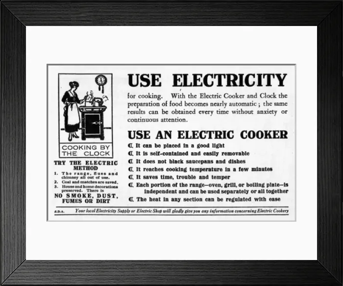 Framed Print : The Empire Cookery Book - Advertisement for Electric Cookers Framed Print : The Empire Cookery Book - Advertisement for Electric Cookers