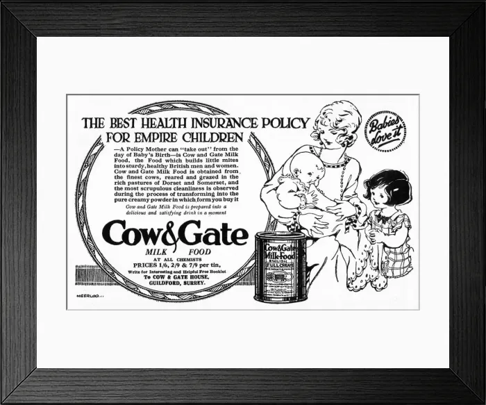 Framed Print : The Empire Cookery Book - Advert for Cow & Gate Baby Milk Framed Print : The Empire Cookery Book - Advert for Cow & Gate Baby Milk
