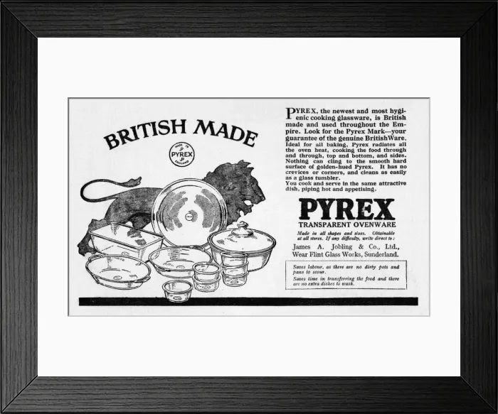 Framed Print : The Empire Cookery Book - Advertisement for Pyrex Framed Print : The Empire Cookery Book - Advertisement for Pyrex
