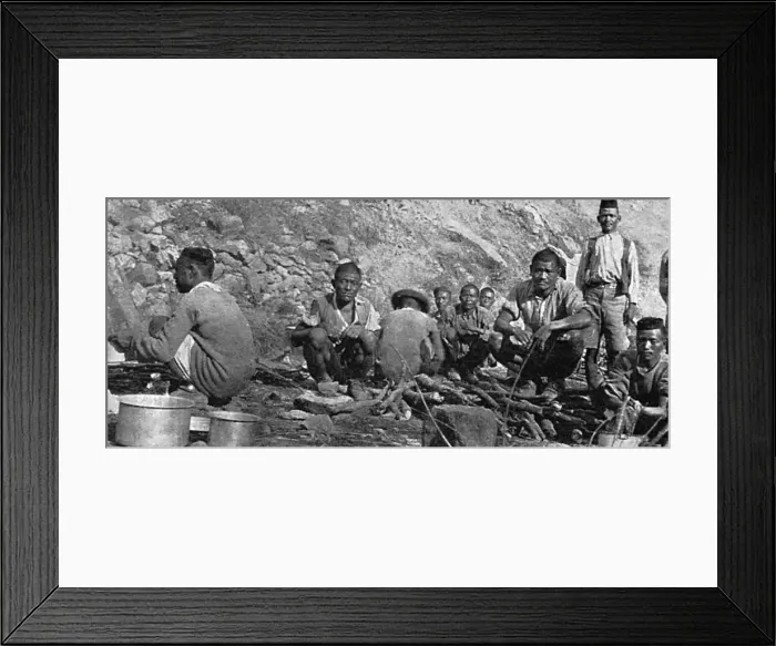 Framed Print : Gurkhas cooking a camp meal 1914 Framed Print : Gurkhas cooking a camp meal 1914