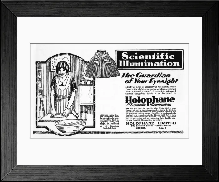 Framed Print : The Empire Cookery Book - Advert for Holophane Lampshades Framed Print : The Empire Cookery Book - Advert for Holophane Lampshades