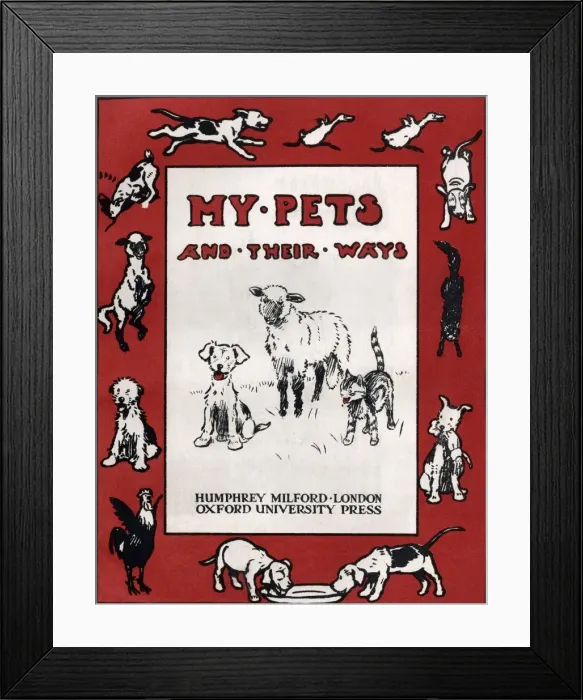 Framed Print : Title page design by Cecil Aldin, My Pets and Their Ways Framed Print : Title page design by Cecil Aldin, My Pets and Their Ways