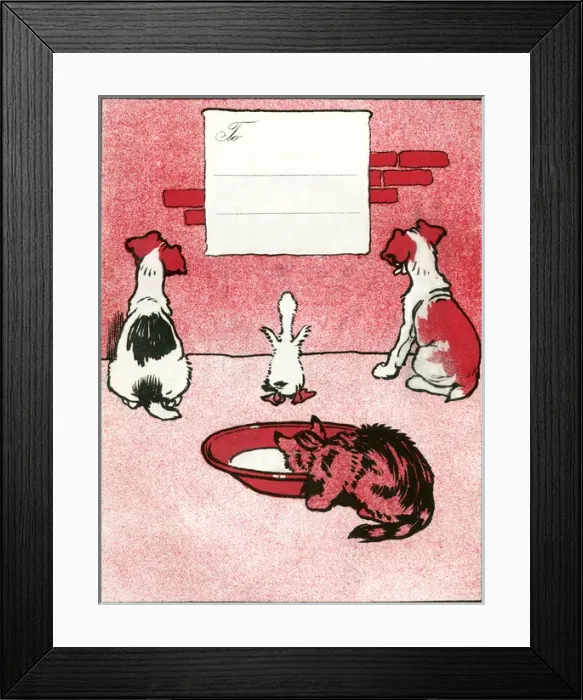 Framed Print : Frontispiece design by Cecil Aldin, My Pets and Their Ways Framed Print : Frontispiece design by Cecil Aldin, My Pets and Their Ways