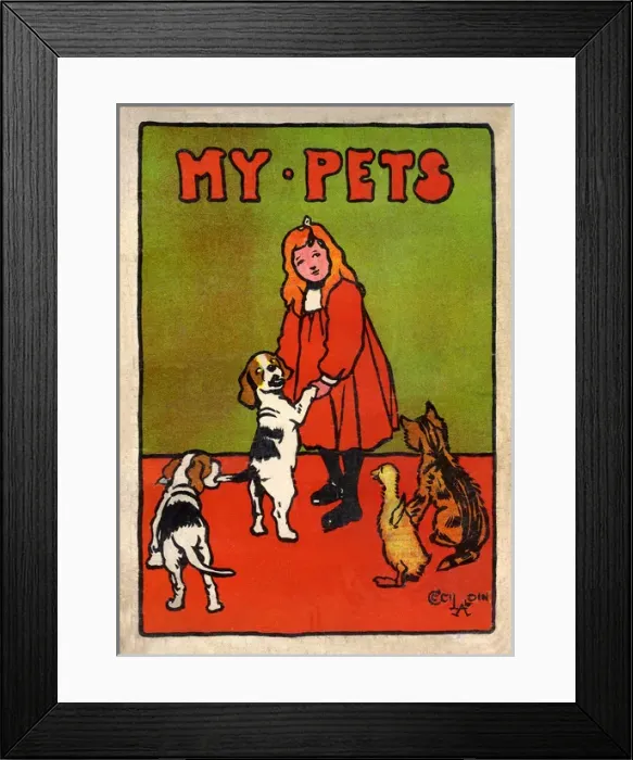 Framed Print : Cover design by Cecil Aldin, My Pets and Their Ways Framed Print : Cover design by Cecil Aldin, My Pets and Their Ways