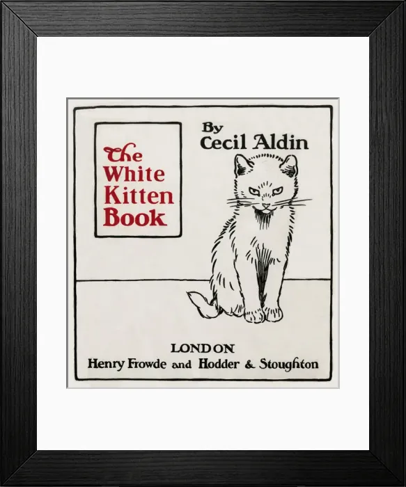 Framed Print : Title page design by Cecil Aldin, The White Kitten Book Framed Print : Title page design by Cecil Aldin, The White Kitten Book
