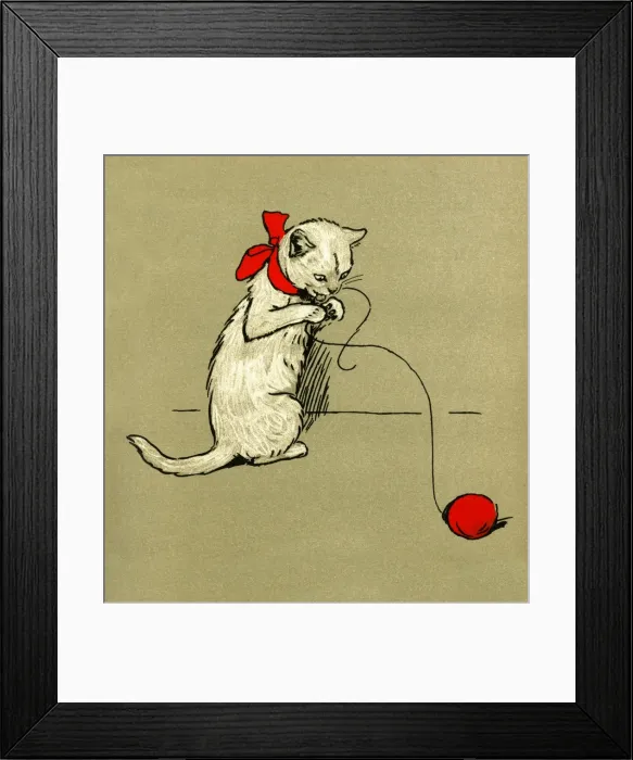 Framed Print : Illustration by Cecil Aldin, The White Kitten Book Framed Print : Illustration by Cecil Aldin, The White Kitten Book