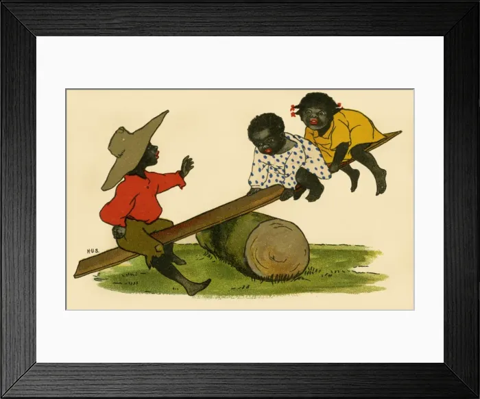 Framed Print : See-saw. Blackc hildren on a see-saw. Artist: Hilda Dix Sandford Date: circa 1906 Framed Print : See-saw. Blackc hildren on a see-saw. Artist: Hilda Dix Sandford Date: circa 1906
