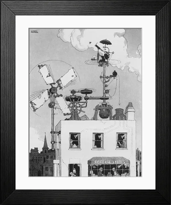 Framed Print : WW2 defence, illustration by William Heath Robinson Framed Print : WW2 defence, illustration by William Heath Robinson
