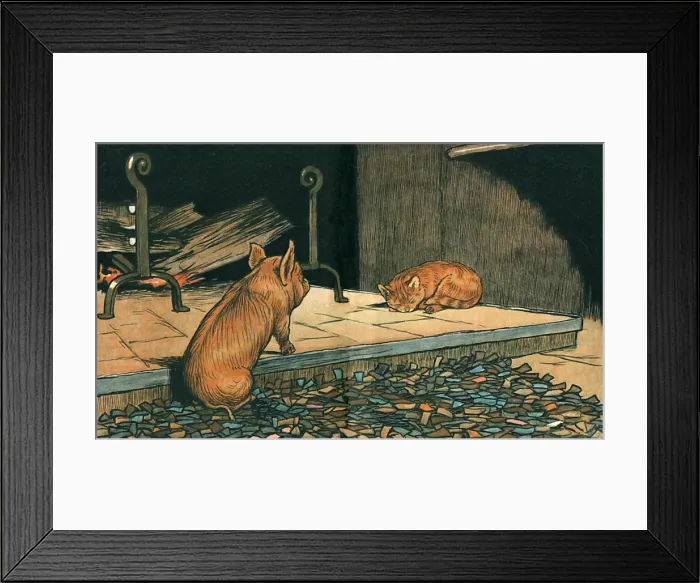 Framed Print : Hungry Peter as a piglet approaches a fireplace Framed Print : Hungry Peter as a piglet approaches a fireplace