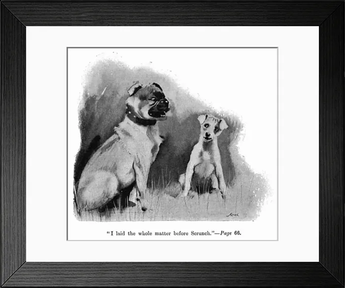 Framed Print : Illustration by Cecil Aldin, Spot and a bulldog have a chat Framed Print : Illustration by Cecil Aldin, Spot and a bulldog have a chat