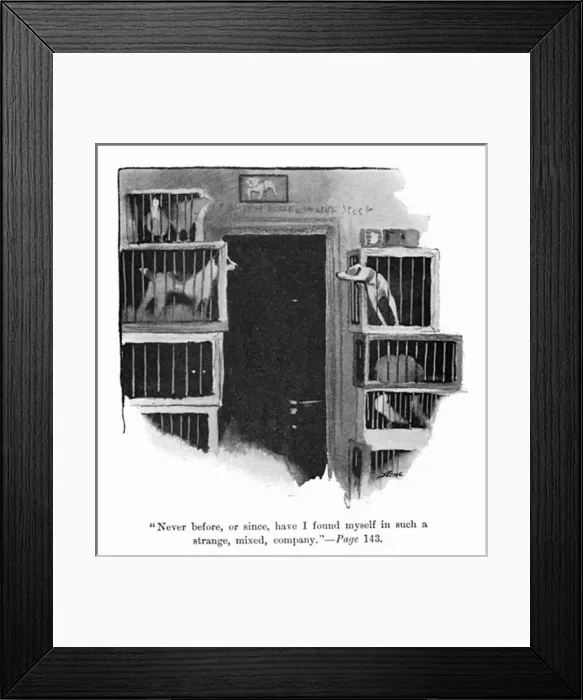 Framed Print : Illustration by Cecil Aldin, Spot and other dogs in cages Framed Print : Illustration by Cecil Aldin, Spot and other dogs in cages