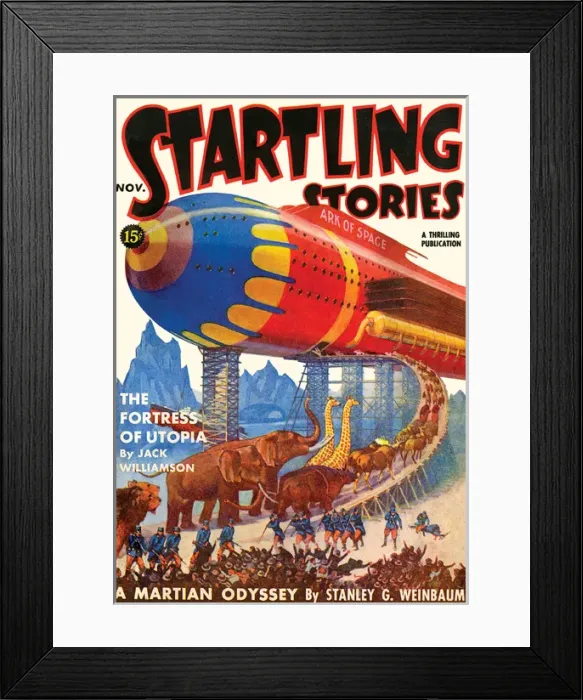 Framed Print : Startling Stories scifi magazine cover, THE FORTRESS OF UTOPIA Framed Print : Startling Stories scifi magazine cover, THE FORTRESS OF UTOPIA