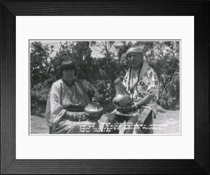 Framed Print : Pueblo Indians with pottery, New Mexico, USA Framed Print : Pueblo Indians with pottery, New Mexico, USA
