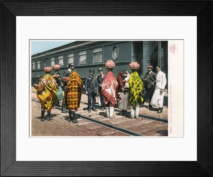 Framed Print : Pueblo Indians selling wares, New Mexico, USA Framed Print : Pueblo Indians selling wares, New Mexico, USA