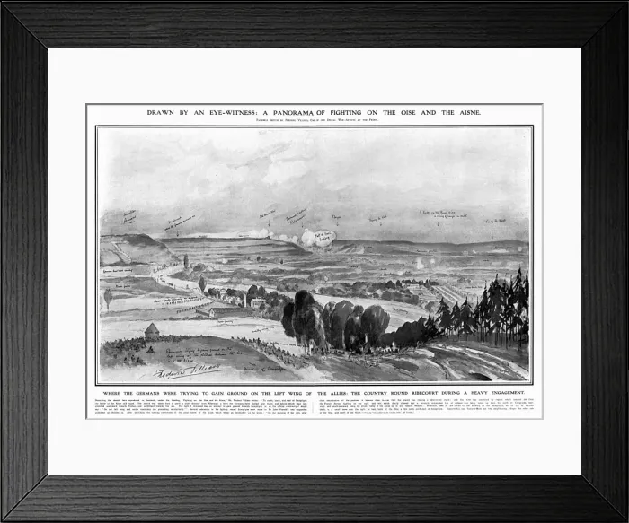 Framed Print : Panorama of Fighting on the Oise and the Aisne Framed Print : Panorama of Fighting on the Oise and the Aisne