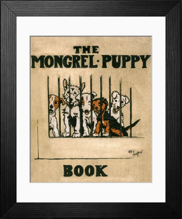 Framed Print : Cover design by Cecil Aldin, The Mongrel Puppy Book