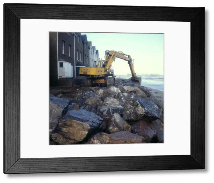 Framed Print : Sea defence work at Torcross, Devon Framed Print : Sea defence work at Torcross, Devon