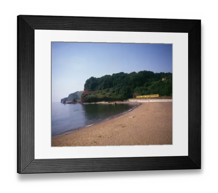 Framed Print : Train passing through Coryton Cove, Dawlish, Devon Framed Print : Train passing through Coryton Cove, Dawlish, Devon