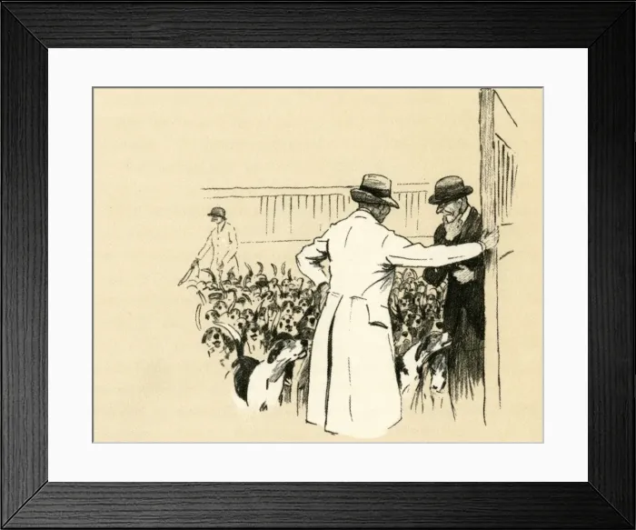 Framed Print : Illustration by Cecil Aldin, inspector counting hounds Framed Print : Illustration by Cecil Aldin, inspector counting hounds
