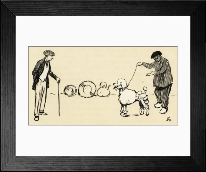 Framed Print : Illustration by Cecil Aldin, buying a white French poodle Framed Print : Illustration by Cecil Aldin, buying a white French poodle