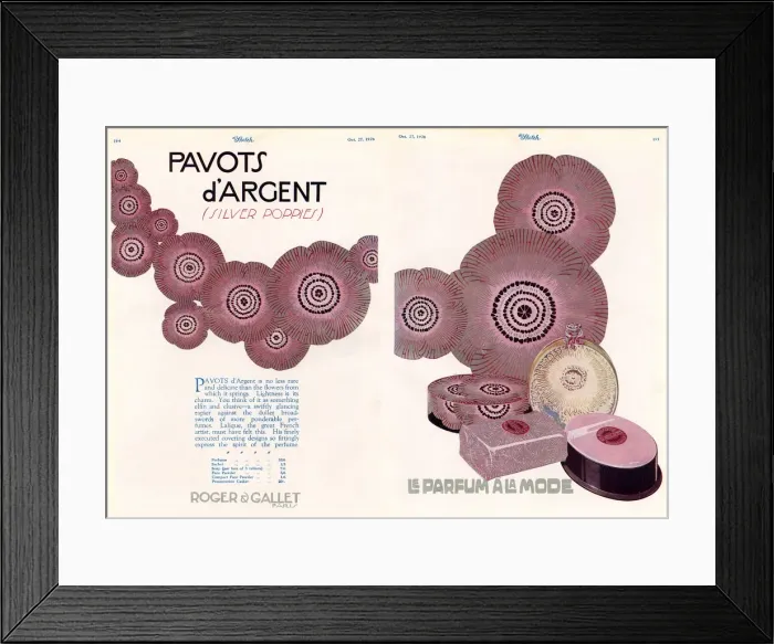 Framed Print : Pavots d Argent fragrance advertisement, Roger & Gallet Framed Print : Pavots d Argent fragrance advertisement, Roger & Gallet