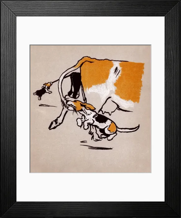 Framed Print : Illustration by Cecil Aldin, The Farmyard Puppies
