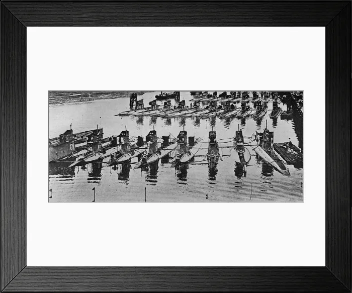 Framed Print : British submarines in dock, WW1 Framed Print : British submarines in dock, WW1