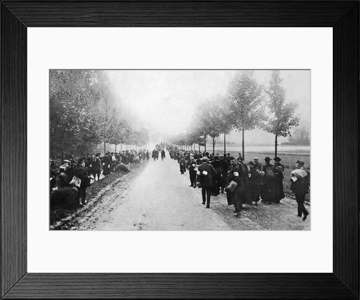 Framed Print : The Flight from Tirlemont, Belgians fleeing, Aug 1914 Framed Print : The Flight from Tirlemont, Belgians fleeing, Aug 1914