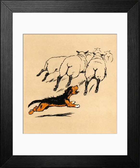 Framed Print : Illustration by Cecil Aldin, The Mongrel Puppy Book Framed Print : Illustration by Cecil Aldin, The Mongrel Puppy Book