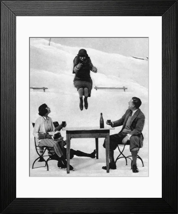 Framed Print : Lady Moss jumping a table on ice skates Framed Print : Lady Moss jumping a table on ice skates
