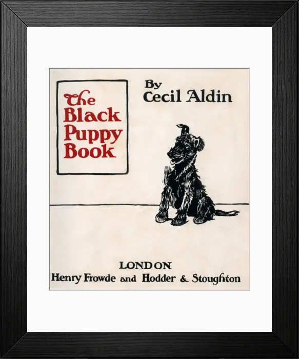 Framed Print : Title page design by Cecil Aldin, The Black Puppy Book Framed Print : Title page design by Cecil Aldin, The Black Puppy Book