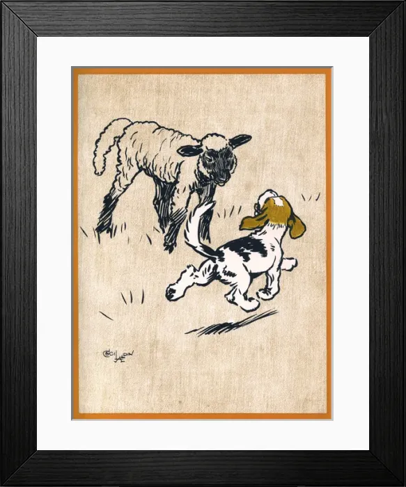 Framed Print : Illustration by Cecil Aldin, Field Babies Framed Print : Illustration by Cecil Aldin, Field Babies