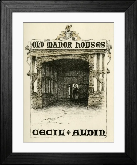 Framed Print : Title page design by Cecil Aldin, Old Manor Houses Framed Print : Title page design by Cecil Aldin, Old Manor Houses