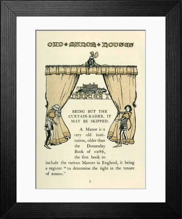 Framed Print : Illustration by Cecil Aldin, Old Manor Houses Framed Print : Illustration by Cecil Aldin, Old Manor Houses