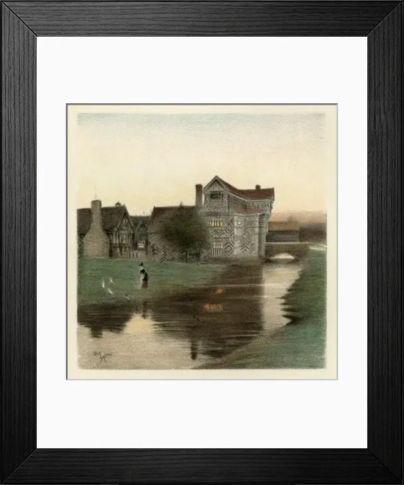 Framed Print : Illustration by Cecil Aldin, Old Manor Houses Framed Print : Illustration by Cecil Aldin, Old Manor Houses