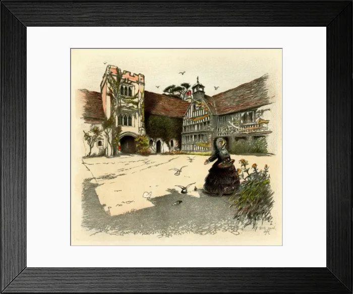 Framed Print : Illustration by Cecil Aldin, Old Manor Houses Framed Print : Illustration by Cecil Aldin, Old Manor Houses