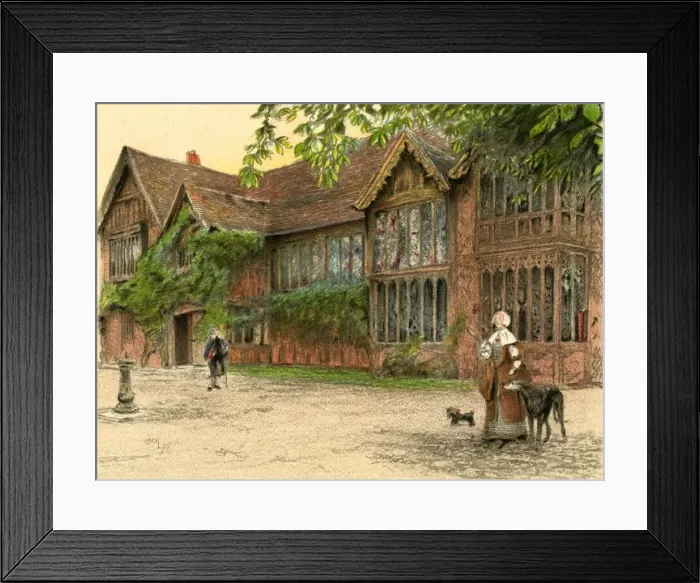 Framed Print : Illustration by Cecil Aldin, Old Manor Houses Framed Print : Illustration by Cecil Aldin, Old Manor Houses