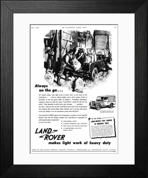 Framed Print : Land Rover advertisement, 1955 Framed Print : Land Rover advertisement, 1955