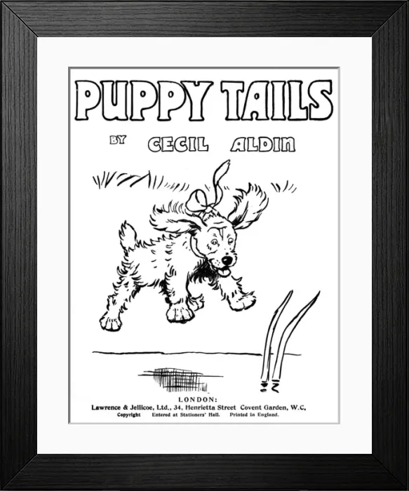 Framed Print : Title page design by Cecil Aldin, Puppy Tails Framed Print : Title page design by Cecil Aldin, Puppy Tails
