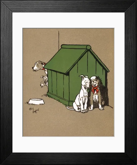 Framed Print : Illustration by Cecil Aldin, Puppy Tails Framed Print : Illustration by Cecil Aldin, Puppy Tails