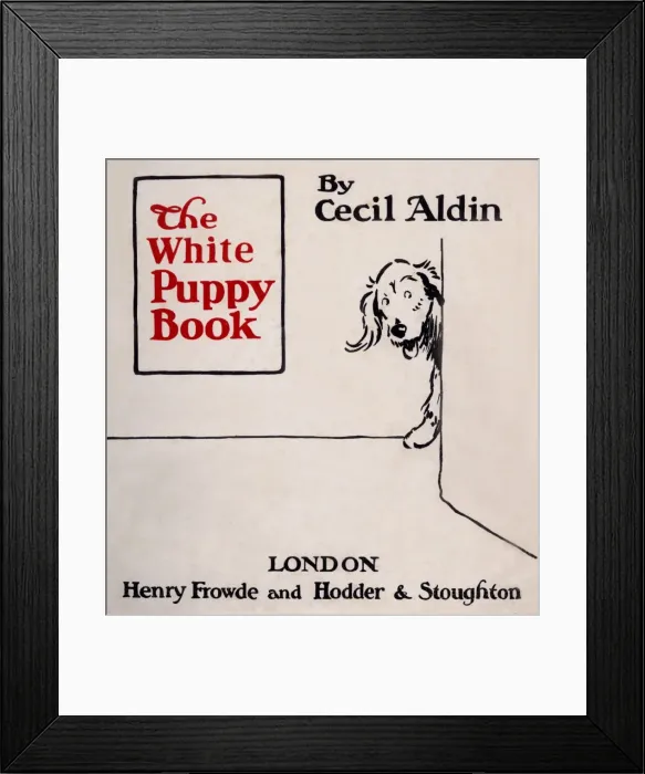 Framed Print : Title page design by Cecil Aldin, The White Puppy Book Framed Print : Title page design by Cecil Aldin, The White Puppy Book
