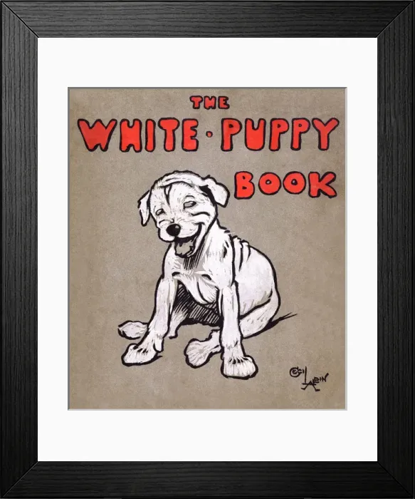 Framed Print : Cover design by Cecil Aldin, The White Puppy Book Framed Print : Cover design by Cecil Aldin, The White Puppy Book