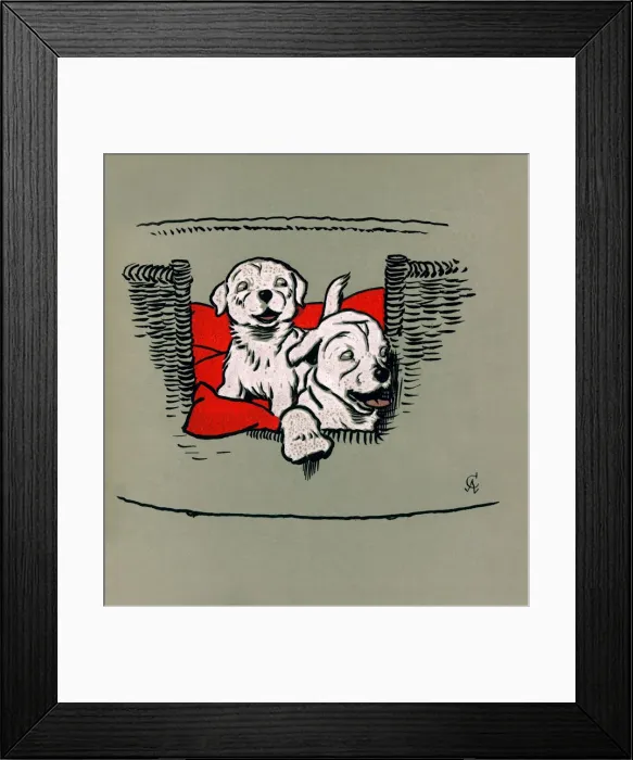 Framed Print : Illustration by Cecil Aldin, The White Puppy Book Framed Print : Illustration by Cecil Aldin, The White Puppy Book